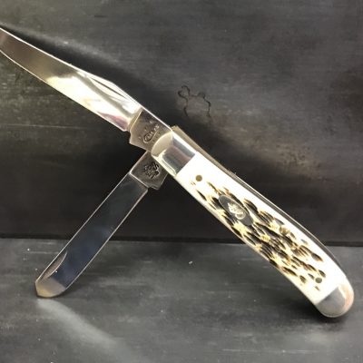 Case Amber Bone Mini Trapper Pocket Knife 00013