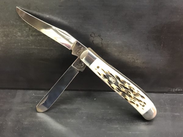 Case Amber Bone Mini Trapper Pocket Knife 00013